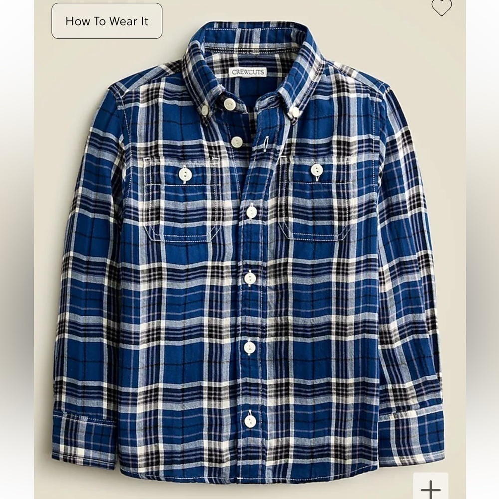 NWOT j crew Kids' long-sleeve button-down in lightweight flannel